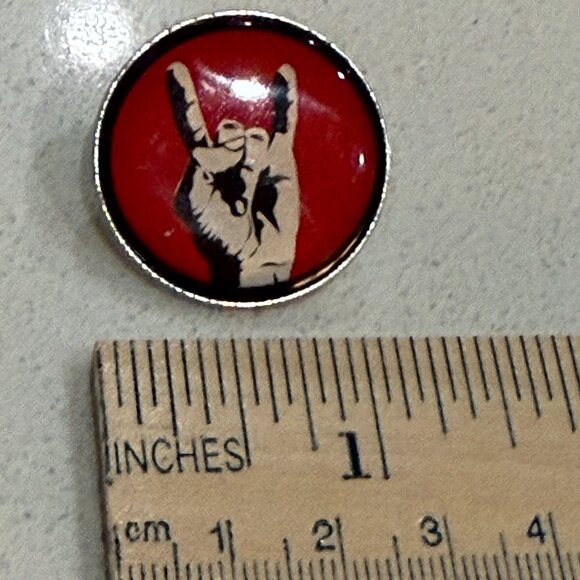 Rock and Roll Hand Gesture Badge Pin - Picture 4 of 4